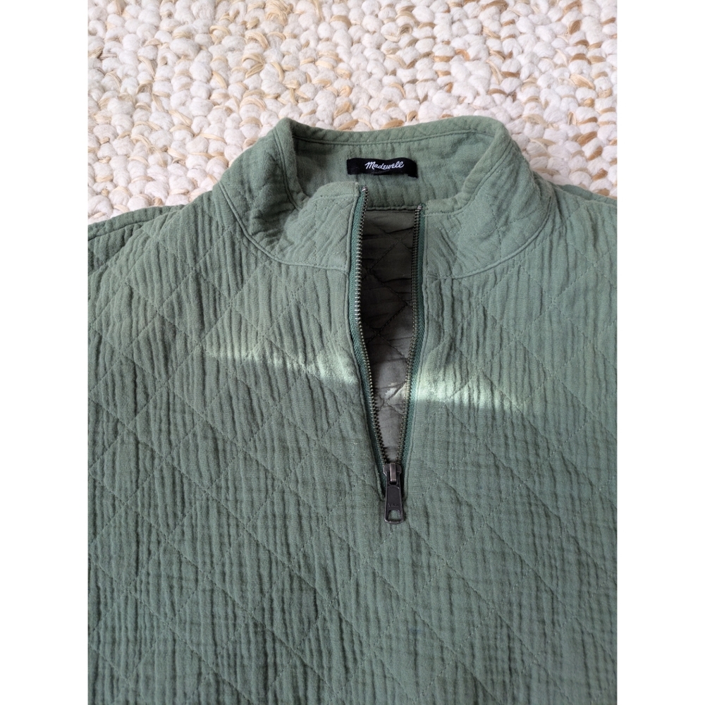 Madewell Olive Green Quilted Half-zip Top - Picture 11 of 14
